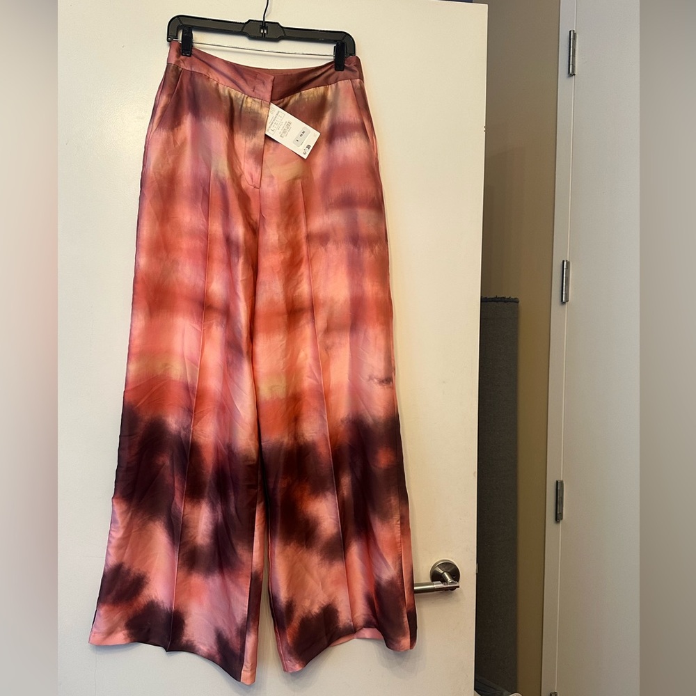 Zara pink Tie-Dye Wide-Leg Pants, L